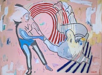 a painting of a man holding a woman in his arms