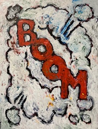 a painting with the word boom on it