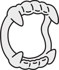 a black and white image of a clawed ring