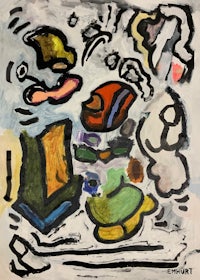 a painting with a variety of objects on it